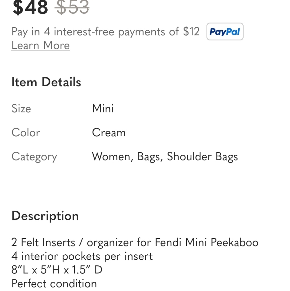 Fendi Mini Peekaboo Bag Insert/Organizer - Picture 5 of 5